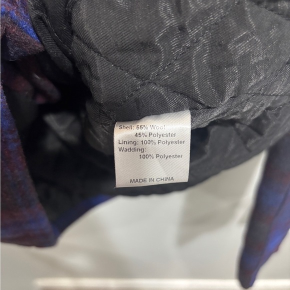 Shades of  Glory by Micah Cohen Moto Peacoat Coat Jacket Wool Blend Tweed Large - Picture 9 of 9